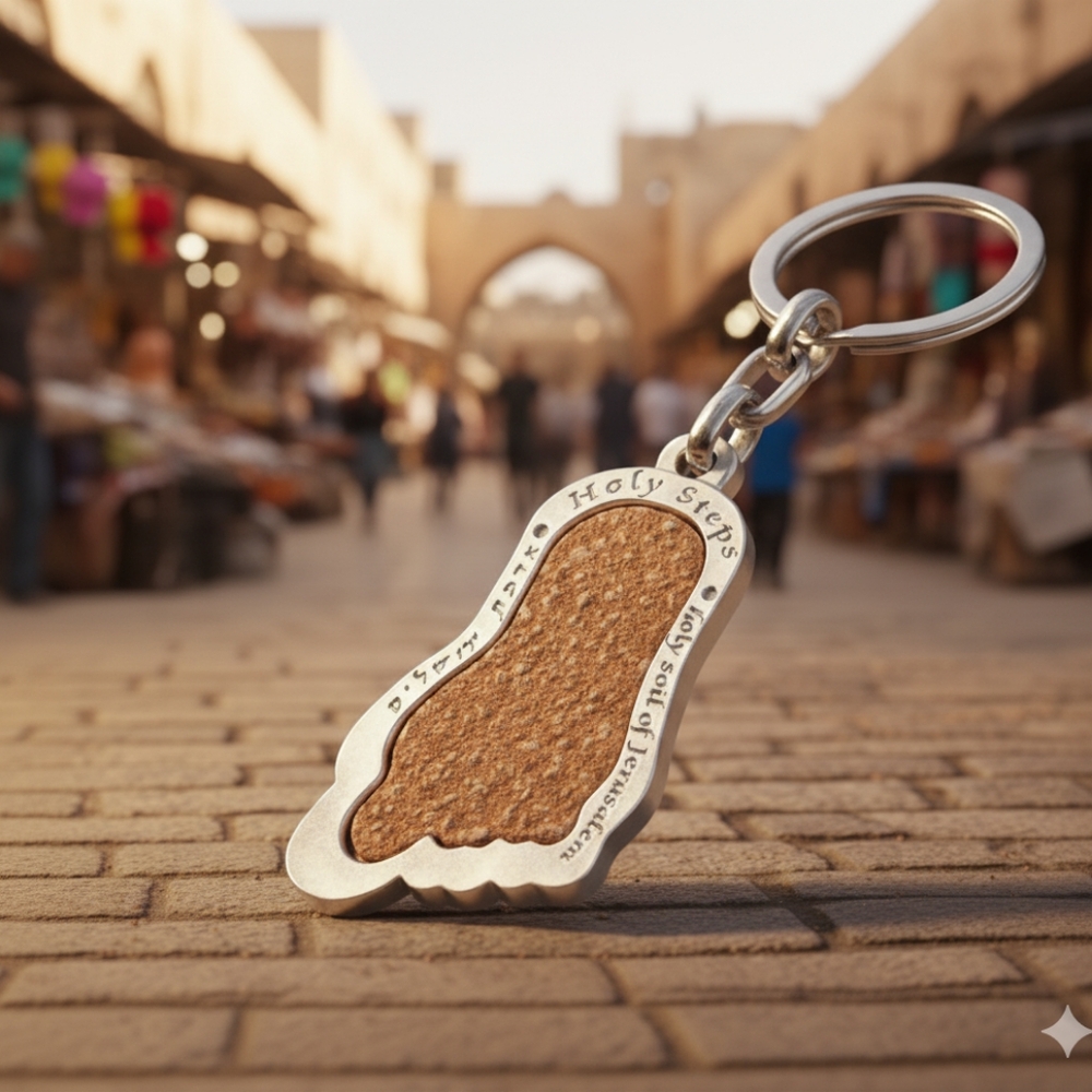 🍒Sacred Soil from Jerusalem Holy Steps keychain (Gold,Silver)